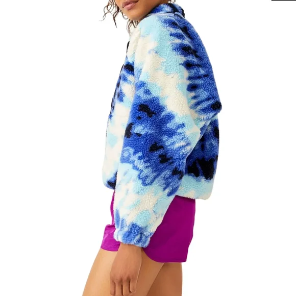 NWT Free People Movement Rocky Ridge Pullover Tie Dye Blue Sherpa - Picture 4 of 11